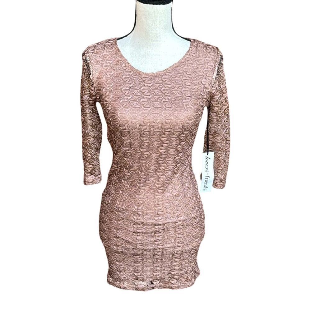 Lovers + Friends Sway Mini Dress Rose Gold Lace Open Back NWT Wedding Guest S